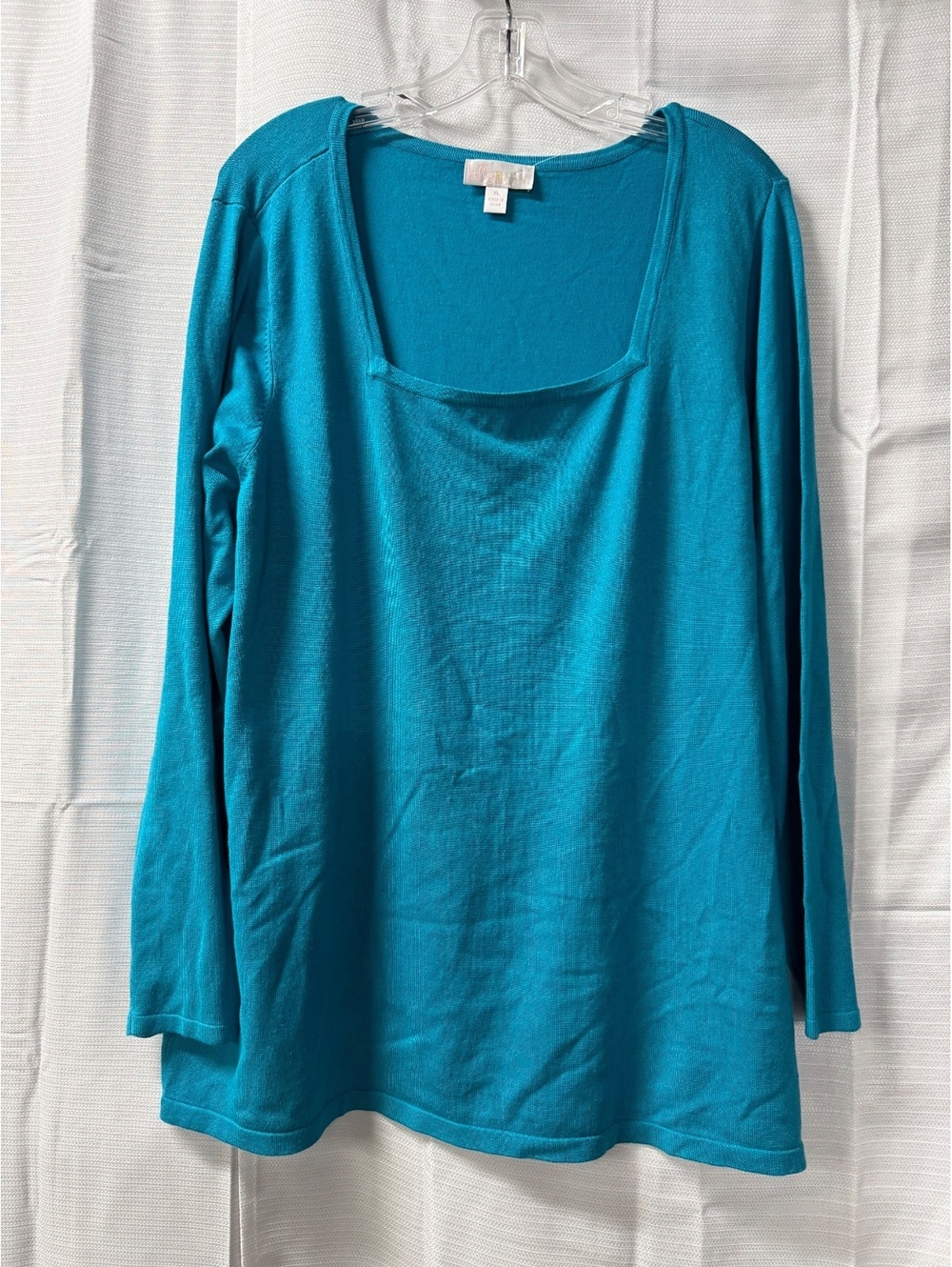 Belle Plus Women's XL Teal Rayon Nylon Long Sleeve Top